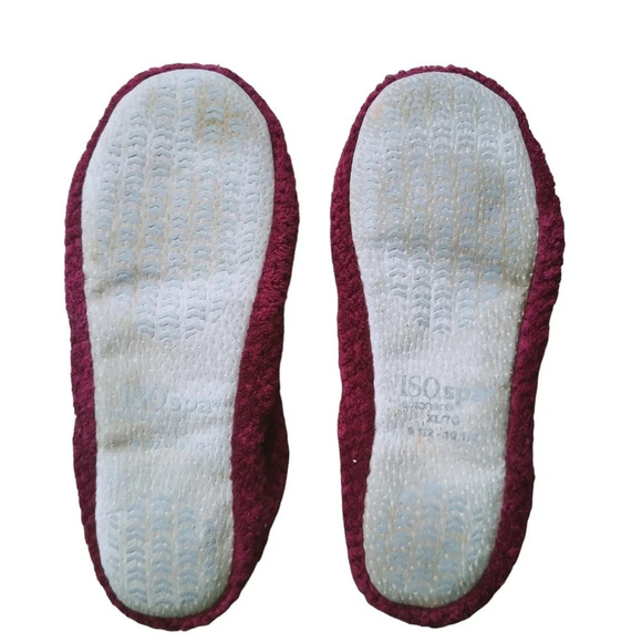 Isotoner ISOspa  Non-Slip Slippers XL/9.5-10 Burgundy 2 Pairs - Picture 3 of 8